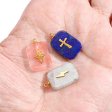 Rectangle Stainless Steel Charms Pendants Gemstone Amethyst Lapis Lazuli Pendant