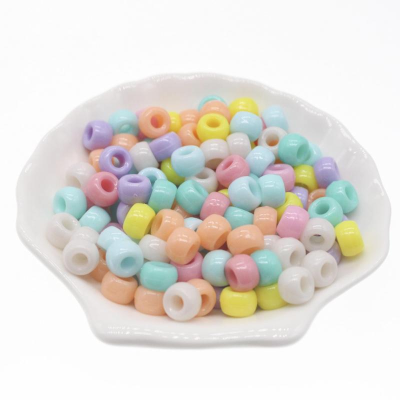 100Pcs 6X9mm Big Hole Acrylic Beads Dreadlock Beads Spacer Loose Beads