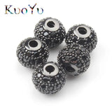 3pcs Micro Pave Crystal Zircon Round Ball CZ Beads 4/6/8/10mm