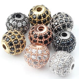 3pcs Micro Pave Crystal Zircon Round Ball CZ Beads 4/6/8/10mm