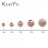 3pcs Micro Pave Crystal Zircon Round Ball CZ Beads 4/6/8/10mm