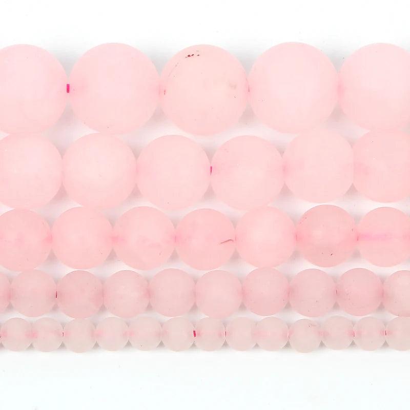Pink Quartz Round Loose Beads For Jewelry Making 4-12 MM