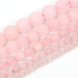 Pink Quartz Round Loose Beads For Jewelry Making 4-12 MM