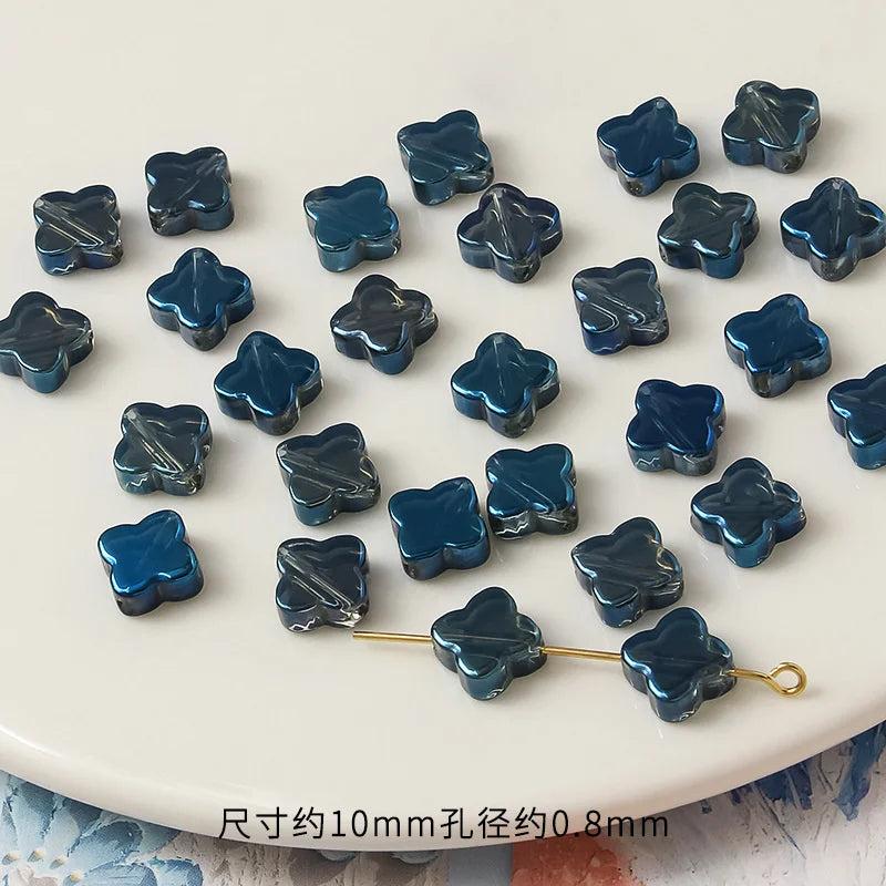 30Pcs 10mm Illusion Glass Petal Beads Charms AB Colour for Jewelry Making