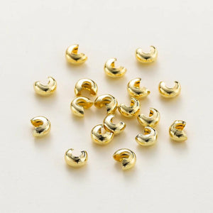 50/100Pcs 3/4/5mm 14K/18K Plated Brass Crimp Bead Covers for Jewelry Making
