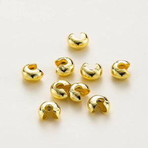 50/100Pcs 3/4/5mm 14K/18K Plated Brass Crimp Bead Covers for Jewelry Making