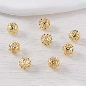 Round Ball Spacer Beads Filigree Hollow Brass Plated DIY Jewelry