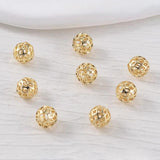 Round Ball Spacer Beads Filigree Hollow Brass Plated DIY Jewelry