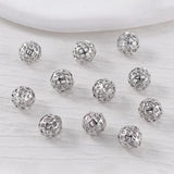 Round Ball Spacer Beads Filigree Hollow Brass Plated DIY Jewelry