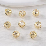 Round Ball Spacer Beads Filigree Hollow Brass Plated DIY Jewelry