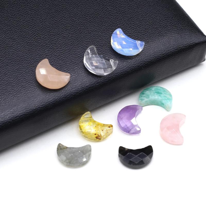 3Pcs Natural Stone Moon Charm Beads for Jewelry Making