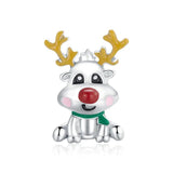 925 Silver Snowman Beads Christmas Pendants Snowflake Charms Fit Bracelet