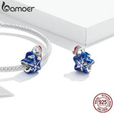 925 Silver Snowman Beads Christmas Pendants Snowflake Charms Fit Bracelet