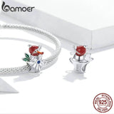 925 Silver Snowman Beads Christmas Pendants Snowflake Charms Fit Bracelet