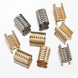 100Pcs Cord String Tube Crimp End Caps Fastener for DIY Jewelry Making