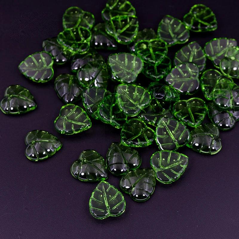 50pcs Small Leaf Shape Lampwork Beads Gradient Glass Beads Jewelry Making DIY