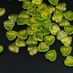 50pcs Small Leaf Shape Lampwork Beads Gradient Glass Beads Jewelry Making DIY
