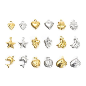 20PCS Stainless Steel Hollow Heart Charms Pendant DIY Jewelry Making