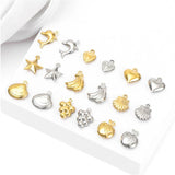 20PCS Stainless Steel Hollow Heart Charms Pendant DIY Jewelry Making