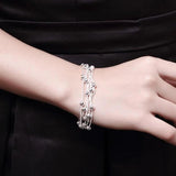 925 Silver Bracelet Snake Chain Beads Women Wedding Party Jewelry
