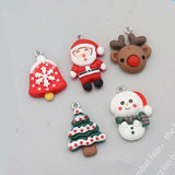 10Pcs Christmas Charms Santa Snowman Christmas Tree Resin Charms for Jewelry