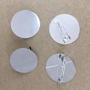 10pcs Silver Round Blank Tray Flat Brooch Base Settings For DIY Jewelry Making