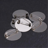 10pcs Silver Round Blank Tray Flat Brooch Base Settings For DIY Jewelry Making