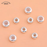 925 Sterling Silver Silicone Beads Round Spacer DIY Jewelry Making Findings