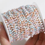 1M Crystal Stone Stainless Steel Chain Pink Beaded Chains for Jewelry Making