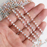 1M Crystal Stone Stainless Steel Chain Pink Beaded Chains for Jewelry Making