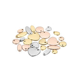 20Pcs Gold/Rose Steel Charms Dog Tag Heart-Shaped Oval Blanks Pendant Charms