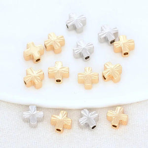 20PCS 6MM 14K Cross Spacer Beads Flat Bracelet DIY Jewelry Accessories