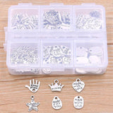 120Pcs Letter Charm Heart Palm Pendant Kit Box DIY Jewelry Making