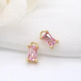 6PCS 14K Plated Zircon Square Pendants DIY Jewelry Making Findings
