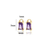 6PCS 14K Plated Zircon Square Pendants DIY Jewelry Making Findings