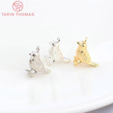 6PCS 9x13MM 1MM Hole Brass Birds Charms Pendants DIY Jewelry Accessories