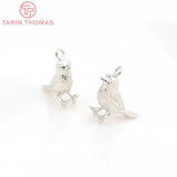 6PCS 9x13MM 1MM Hole Brass Birds Charms Pendants DIY Jewelry Accessories