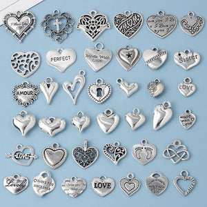 Alloy Peach Heart Jewelry Set - Necklace Earrings Pendant Bracelet B