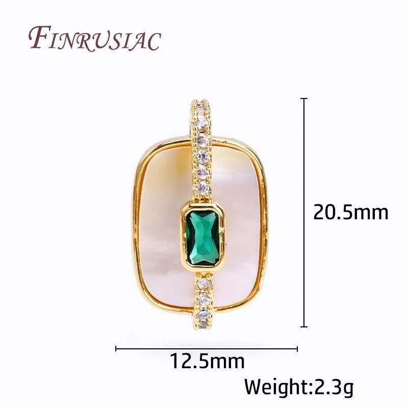 18K Plated Emerald Zircon Geometry Pendant for Necklace Making