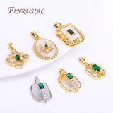 18K Plated Emerald Zircon Geometry Pendant for Necklace Making