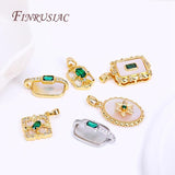 18K Plated Emerald Zircon Geometry Pendant for Necklace Making