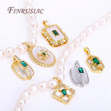 18K Plated Emerald Zircon Geometry Pendant for Necklace Making