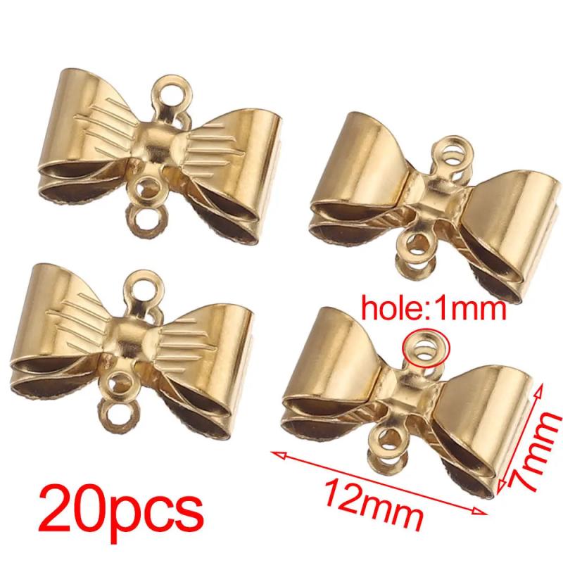 20pcs Stainless Steel Double Hole Bow Earring Charms DIY Jewelry Making
