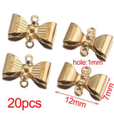 20pcs Stainless Steel Double Hole Bow Earring Charms DIY Jewelry Making