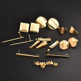 10pcs Stainless Steel Round Earring Studs Golden Base for DIY Jewelry Making