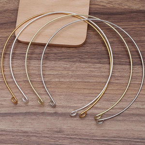 Adjustable 150mm Metal Hoop Wire Headband with Clasp Ring for Jewelry Making