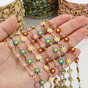 Daisy Enamel KC Beaded Chains for DIY Jewelry
