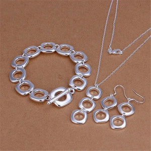 925 Silver Christmas Gift Square Geometric Jewelry Set