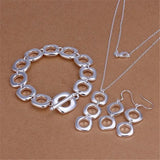 925 Silver Christmas Gift Square Geometric Jewelry Set