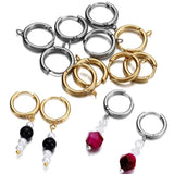 10Pcs Stainless Steel Huggie Earring Hooks Round Post with Jump Ring